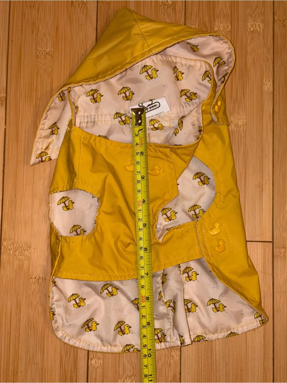 Top Paw Rubber Ducky Rain Coat, Missing 1 Duck Button, Sz S